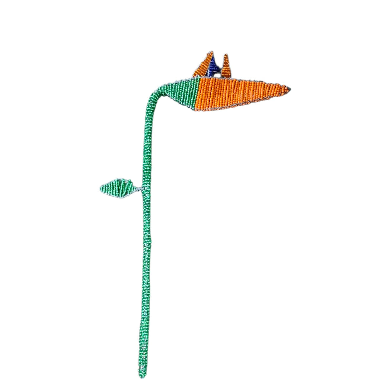 Colorful beaded bird on a white background