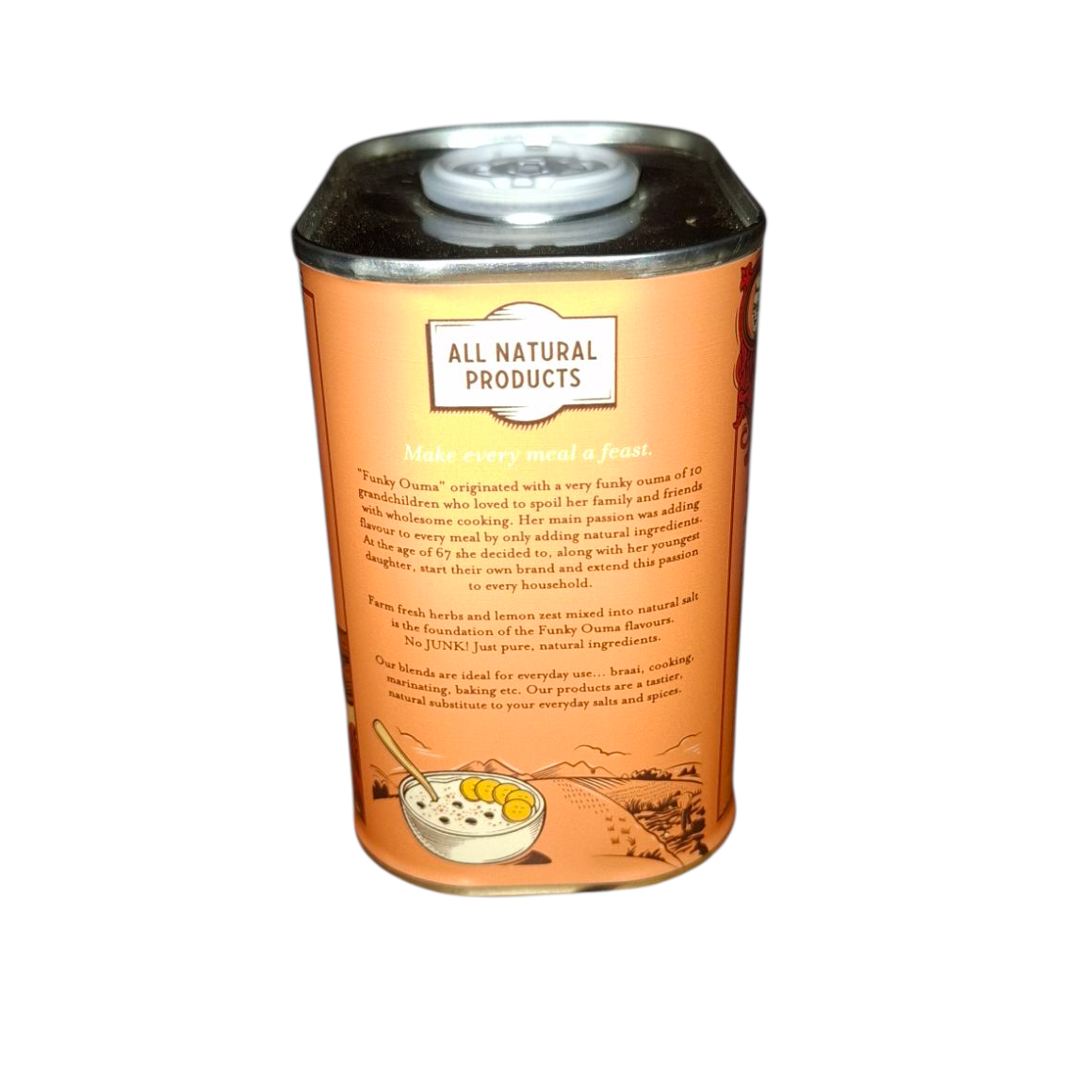 All natural products container of Cinnamon SUrgar from Biltong Direct on a white background