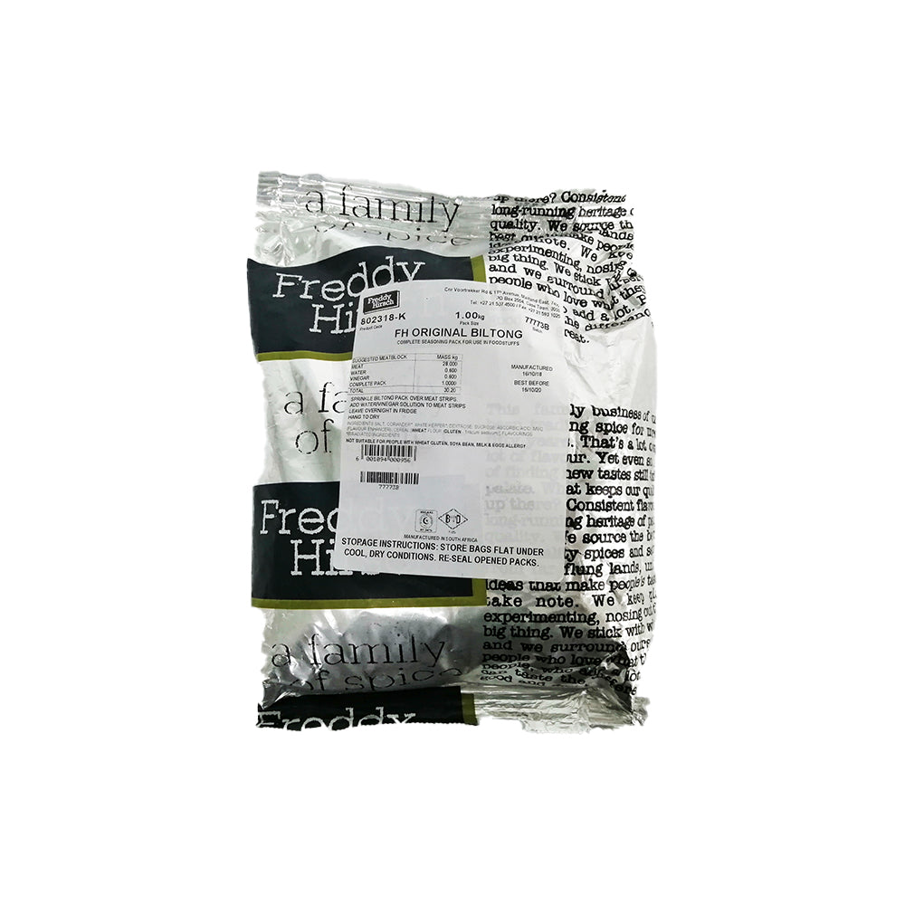 A foil bag of Freddy Hirsch spice from Biltong Direct