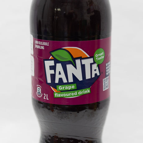 label of a Fanta grape 2l bottle from Biltong Direct