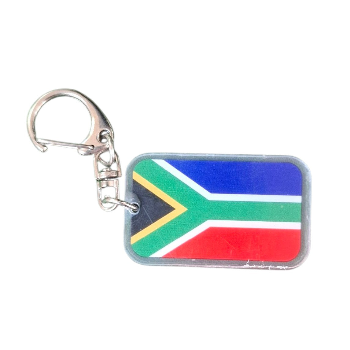 Keychain with the flag of South Africa on a white background