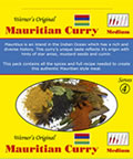 Packaging of Werners Original Mauritian Curry from Biltong Direct showing the product name, an illustration of a spice blend, 2.5 chillies