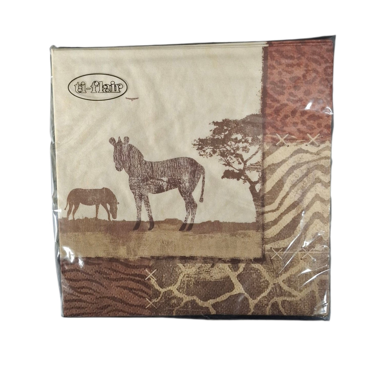 Packaged product with zebra design and 'a-flair' branding on a white background