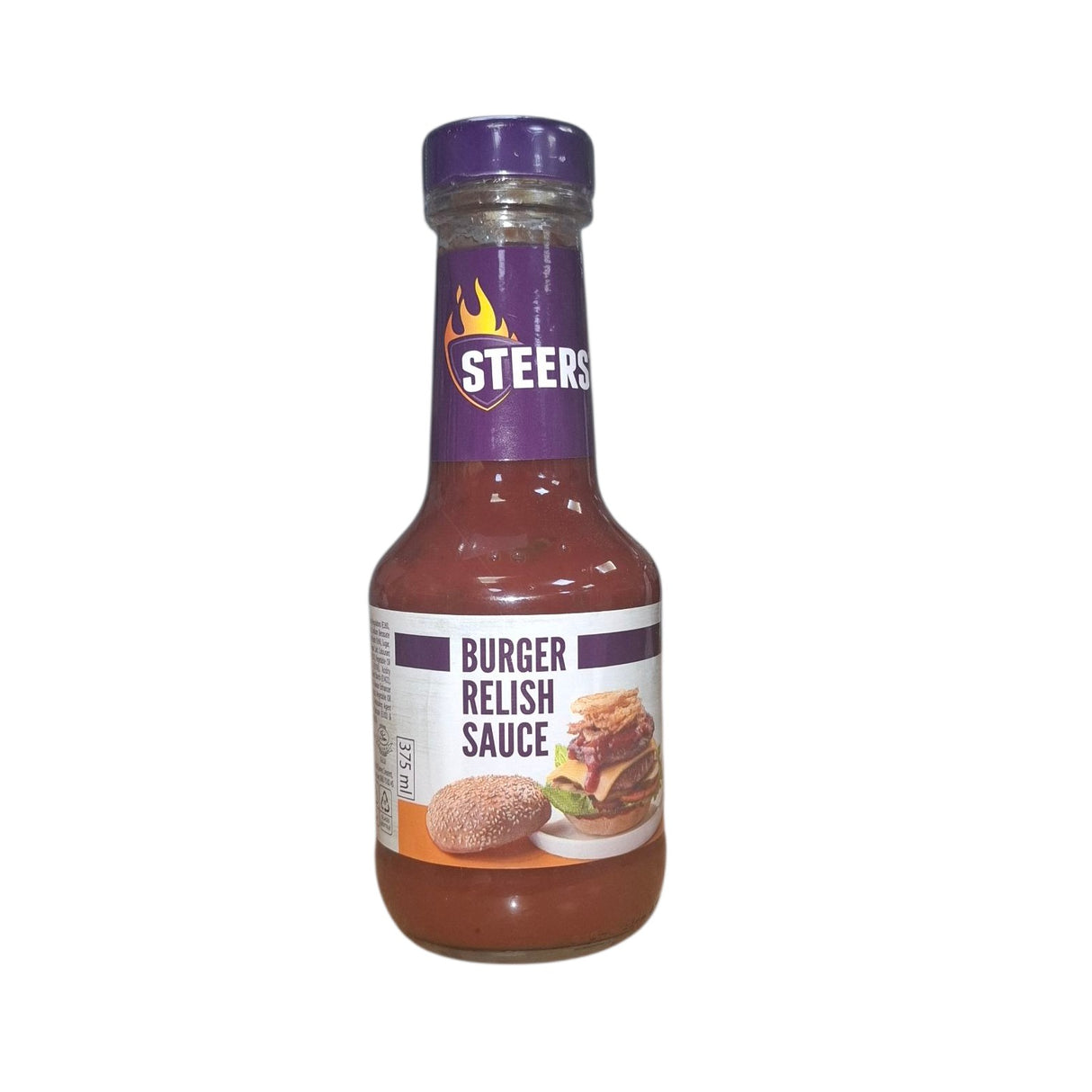 Bottle of Steers Burger Relish Sauce sold by Biltong Direct on a white background