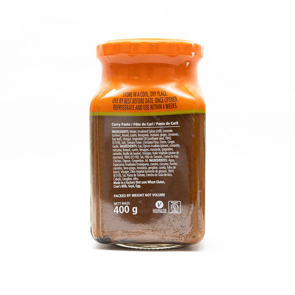 The side of a jar of Pakco Curry Paste, 400g from Biltong Direct. The label shows the brand name 'Pakco' and the product name 'curry paste'.