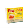 A box of Freshpak Rooibos teabags containing 80 tagless teabags from Biltong Direct, with an image of a cup of tea on the front.