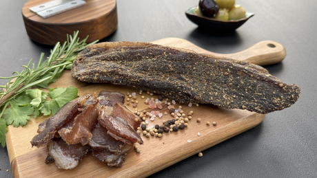 Biltong from Biltong Direct on a wooden board