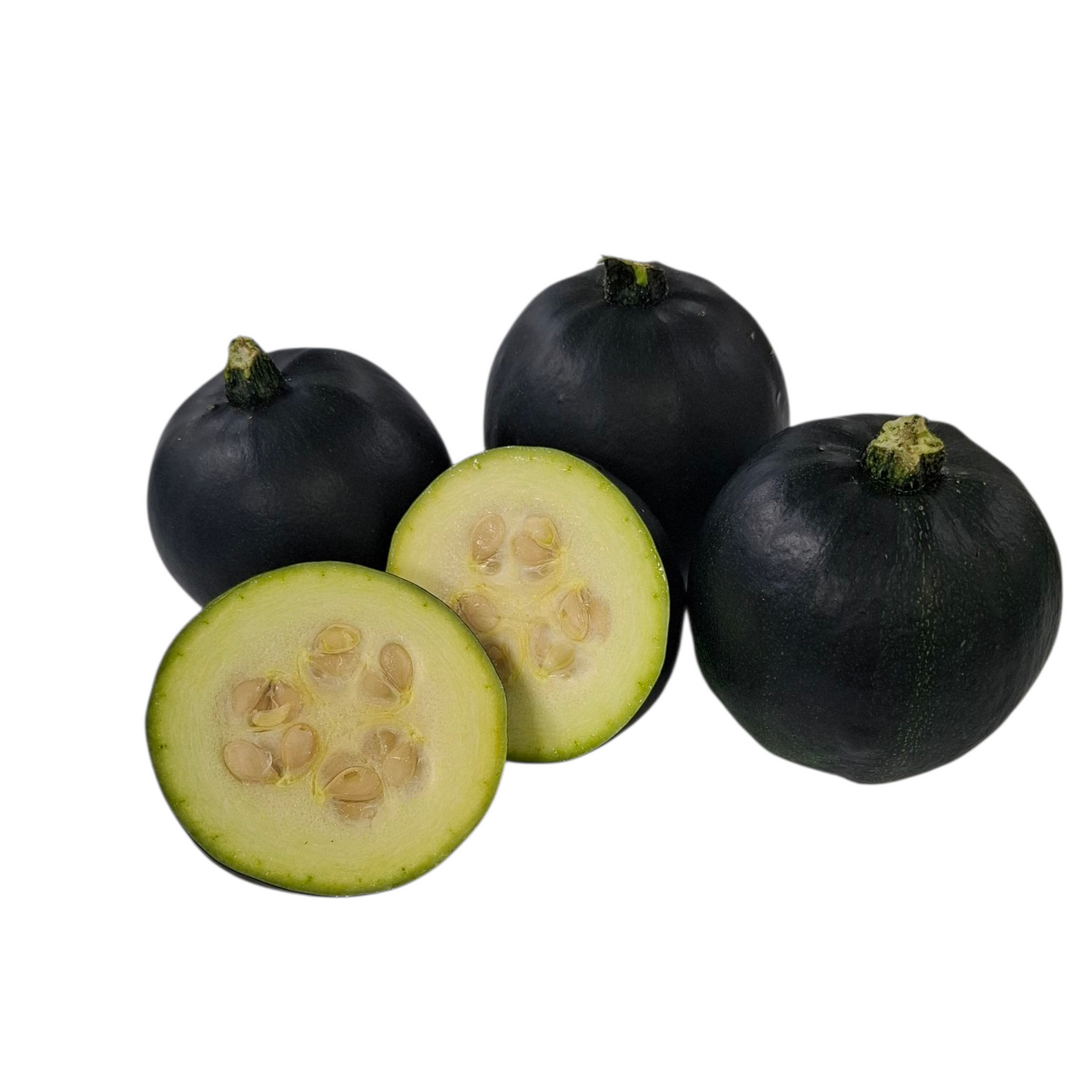 Gem Squashes from Biltong Direct with a halved one on a white background
