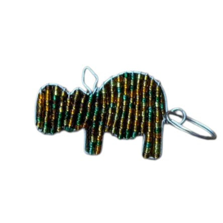 Beaded elephant keychain on a white background