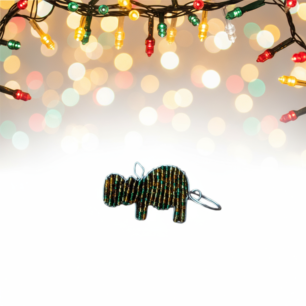 Beaded Hippo Keyring