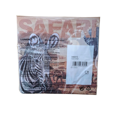 Packaged product with zebra design and 'Safari' text on a white background