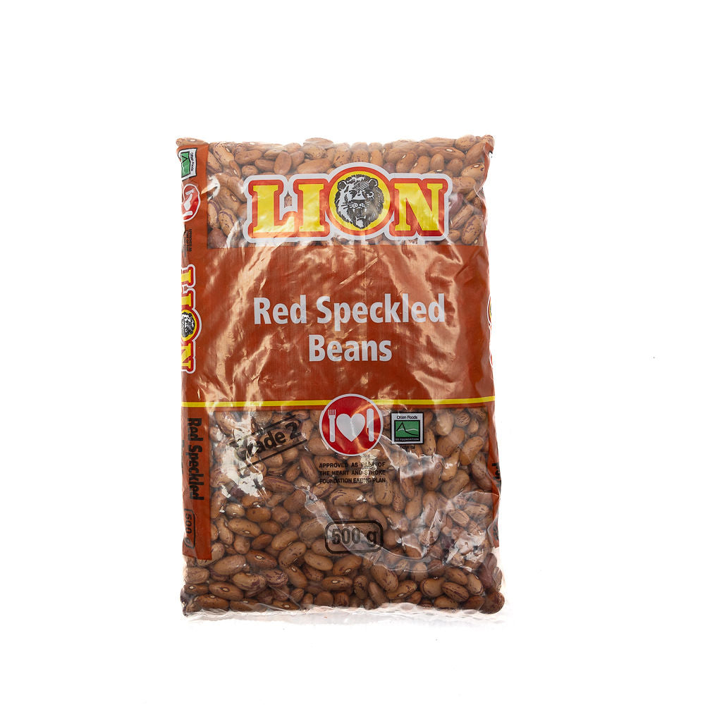 A package of Lion Red Speckled Beans from Biltong Direct against a white background.