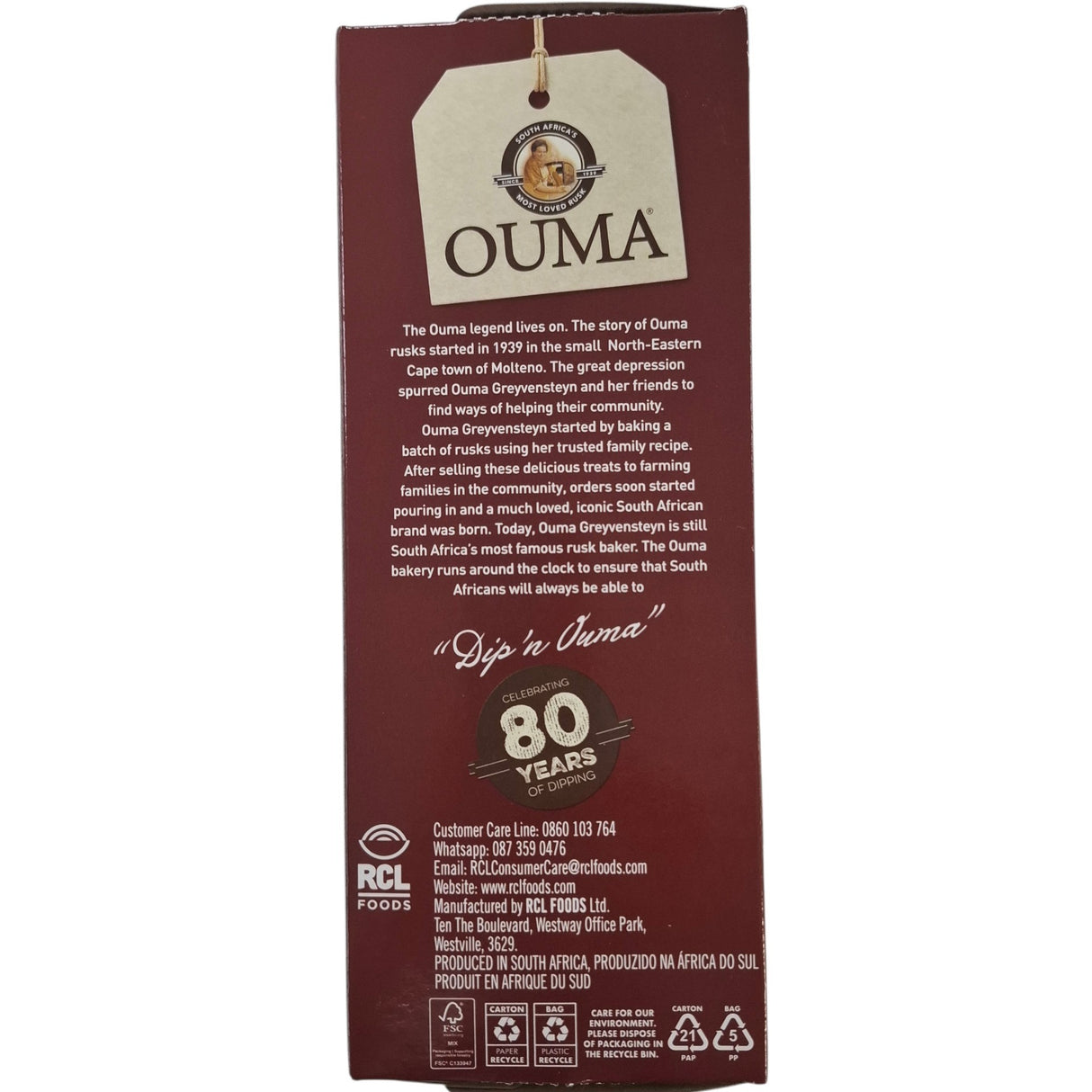 NEW Ouma Rusks Malva Pudding